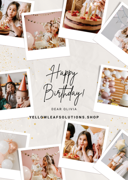 Beige Aesthetic Photo Collage Happy Birthday Card