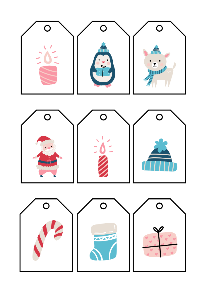 Blue And Red Illustrative Cute Christmas Gift Tags Bring holiday joy to your presents with these Blue and Red Illustrative Cute Christmas Gift Tags — printable, adorable, and perfect for festive gift wrapping and packaging.