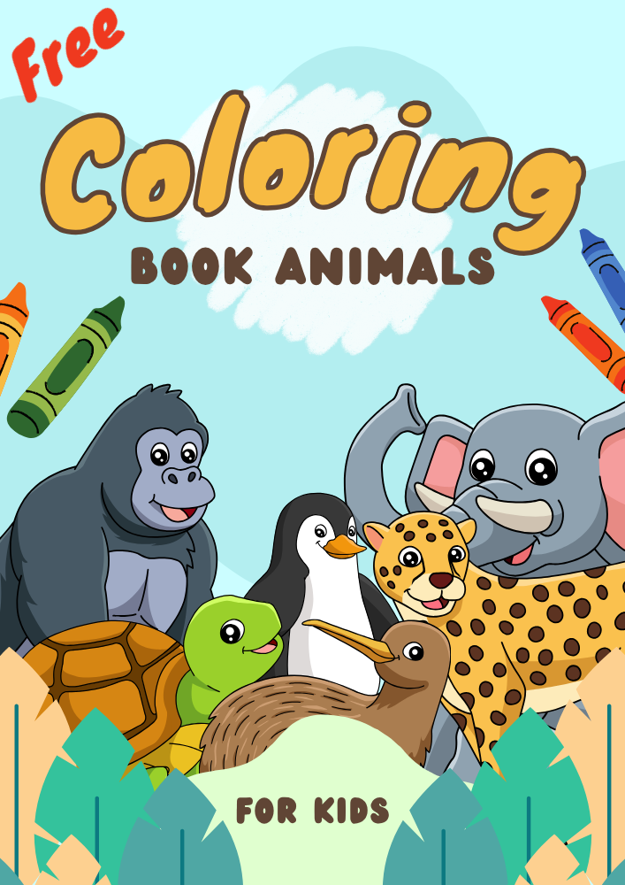 Blue Colorful Illustrative Animals Activity Worksheet Coloring Book For Kids