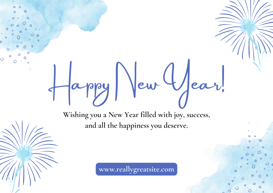 Blue White Watercolor Happy New Year Card Ring in 2026 with our Blue White Watercolor Happy New Year Card, featuring soft watercolor strokes and minimalist elegance — perfect for sharing peace, joy, and heartfelt wishes.