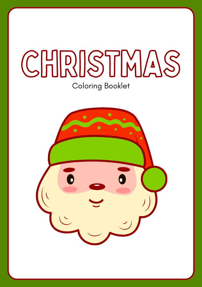 Christmas Coloring Booklet in Red and Green Illustrative Style Christmas Coloring Booklet in Red and Green Illustrative Style