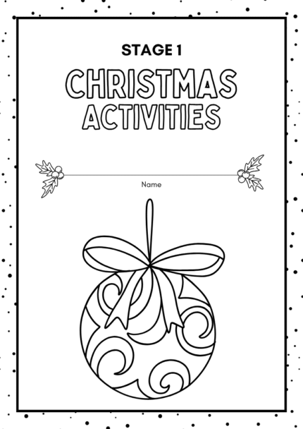 Grade 1, 2 Christmas Activity Worksheet Bundle in Black and White Clean Style