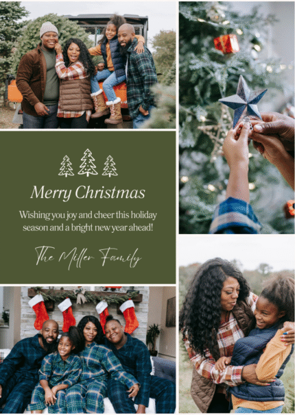 Green and White Collage Happy Holidays Christmas Family Photo Card