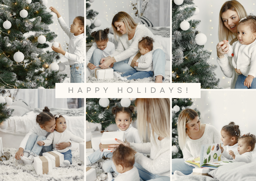 Natural Pastel Festive Happy Holidays Christmas Photo Collage Card