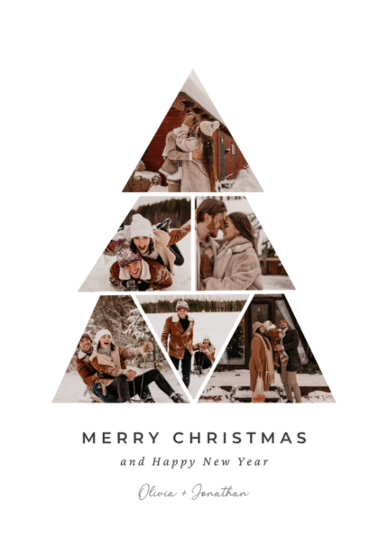 Simple Minimalist Aesthetic Family Photo Collage Christmas Card