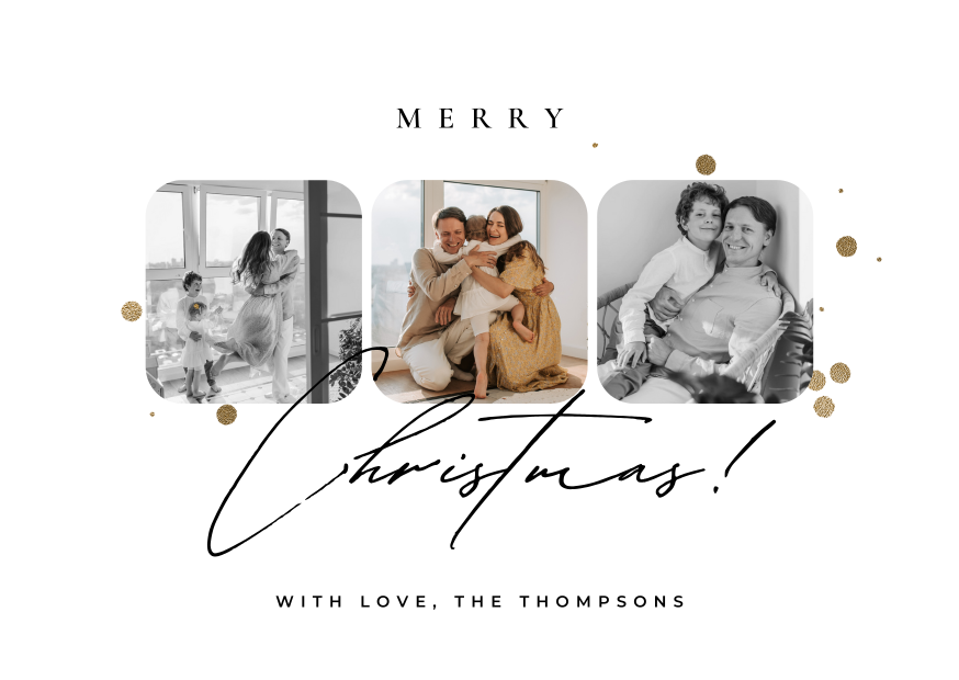 White Minimalist Family Photo Merry Christmas Greeting Card