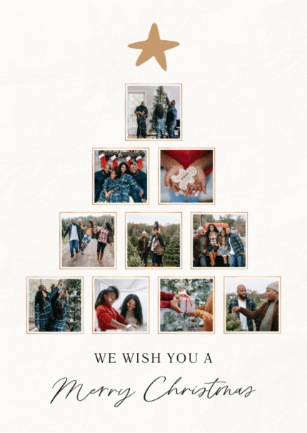 White and Red Collage Holiday Family Tree Christmas Photo Card – Editable Template