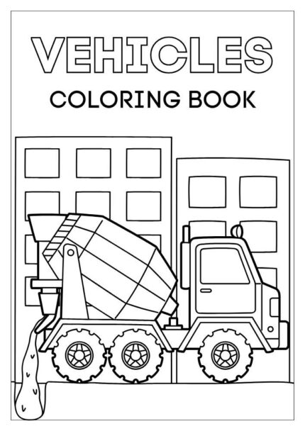 Vehicles Transport Coloring Book – Editable Canva Template | Printable Cars, Trucks & Planes Coloring Pages for Kids