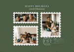 Green and White Family Christmas Photo Collage Card