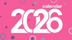 2026 Printable Calendar | Blue and Pink Illustrated 2026 Desktop Calendar – Editable Canva Template | Blue Pink 2026 Calendar