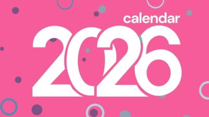 2026 Printable Calendar | Blue and Pink Illustrated 2026 Desktop Calendar – Editable Canva Template | Blue Pink 2026 Calendar