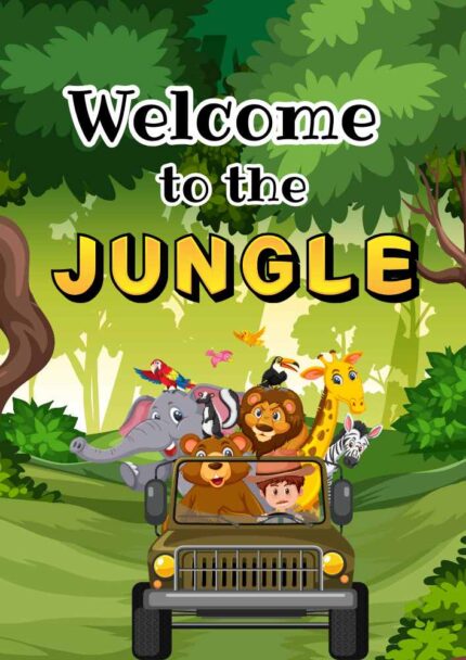 Jungle Themed Coloring Book for Kids – Editable Canva Template | Printable Animal & Nature Coloring Pages in Illustrative Style