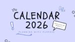 2026 Printable Calendar | Blue Black and White Playful Doodle 2026 Calendar Presentation – Editable Canva Template | Playful Doodle 2026 Calendar