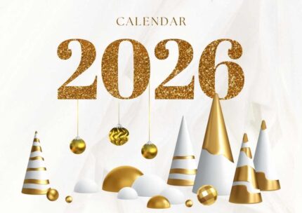 2026 Printable Calendar | White Gold Aesthetic Elegant 2026 Photo Calendar – Editable Canva Template | White Gold 2026 Calendar