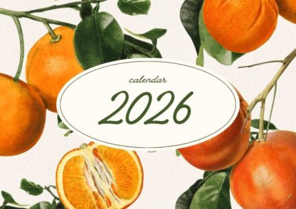 2026 Printable Calendar | Orange and Green Vintage Fruit Wall Calendar – Editable Canva Template | Vintage Fruit 2026 Calendar
