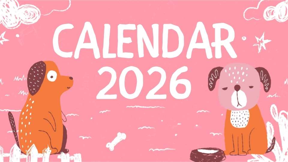 2026 Printable Calendar | Pink and Brown Playful Dogs 2026 Calendar – Editable Canva Template | Playful Dogs 2026 Calendar 2026 Printable Calendar | Pink and Brown Playful Dogs 2026 Calendar – Editable Canva Template | Playful Dogs 2026 Calendar