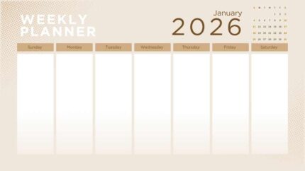 2026 Printable Calendar | Creamy Minimalistic Aesthetic Schedule 2026 Weekly Calendar – Editable Canva Template | Creamy Minimal 2026 Printable Calendar