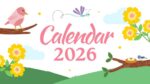 2026 Printable Calendar | Pink Yellow Cute Garden Illustration Calendar 2026 – Editable Canva Template | Pink Yellow 2026 Printable Calendar