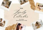 2026 Printable Calendar | Beige Elegant Aesthetic Family Snapshots Photo Collage 2026 Wall Calendar – Editable Template