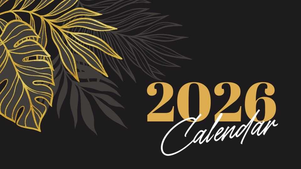 2026 Printable Calendar | Black Luxury Gold Tropical Palm Leaves 2026 Year Monthly Calendar 2026 Printable Calendar | Black Luxury Gold Tropical Palm Leaves 2026 Year Monthly Calendar