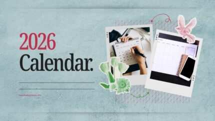 2026 Printable Calendar | Blue Red Polaroid Photo 2026 Calendar