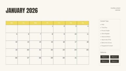 2026 Printable Calendar | Beige Clean Minimalist Monthly Content Calendar 2026 – Editable Canva Template | Beige Minimalist 2026 Calendar