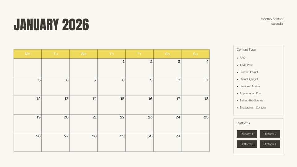 2026 Printable Calendar | Beige Clean Minimalist Monthly Content Calendar 2026 – Editable Canva Template | Beige Minimalist 2026 Calendar