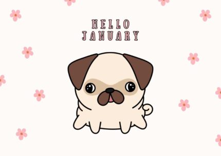 2026 Printable Calendar | Pink Cute Floral Funny 2026 Pug Dog Calendar – Editable Canva Template | Floral Pug 2026 Calendar