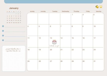 2026 Printable Calendar | Brown Blue Cute Playful Planner A4 – Editable Canva Template | Brown Blue 2026 Printable Calendar