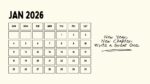 2026 Printable Calendar | Cream and Black Simple Motivational 2026 Calendar – Editable Canva Template | Cream Black 2026 Printable Calendar