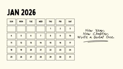 2026 Printable Calendar | Cream and Black Simple Motivational 2026 Calendar – Editable Canva Template | Cream Black 2026 Printable Calendar