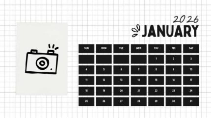 2026 Printable Calendar | Black and White Doodle 2026 Calendar – Editable Canva Template | Doodle 2026 Printable Calendar