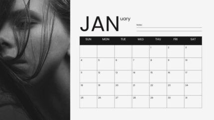 2026 Printable Calendar | Monochrome Black and White Photo 2026 Calendar – Editable Canva Template | Monochrome 2026 Printable Calendar