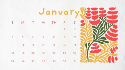 2026 Printable Calendar | Red, Yellow and Green Abstract Floral 2026 Calendar – Editable Canva Template | Abstract Floral 2026 Printable Calendar