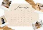 2026 Printable Calendar | Beige Elegant Aesthetic Family Snapshots Photo Collage 2026 Wall Calendar – Editable Template