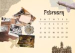 2026 Printable Calendar | Beige Vintage Photo Collage Calendar A5 Landscape – Editable Canva Template | Vintage Collage 2026 Calendar
