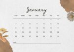 2026 Printable Calendar | Brown and Neutral Minimalist Family Calendar Wall Calendar – Editable Canva Template | Neutral Family 2026 Printable Calendar