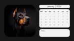 2026 Printable Calendar | Black and White Photo Dog Year 2026 Calendar – Editable Template