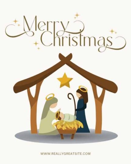 Beige Brown and Gold Simple Nativity Scene Christmas Instagram Post