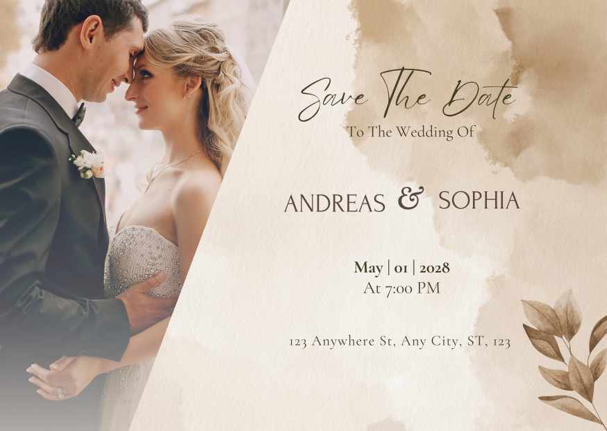 Beige Neutral Watercolor Wedding Card