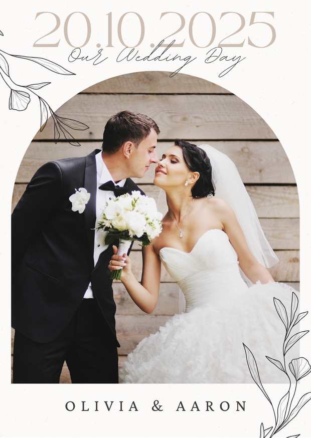 Black and Beige Elegant Wedding Card