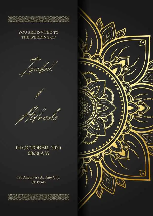 Black and Gold Elegant Wedding Invitation Black and Gold Elegant Wedding Invitation