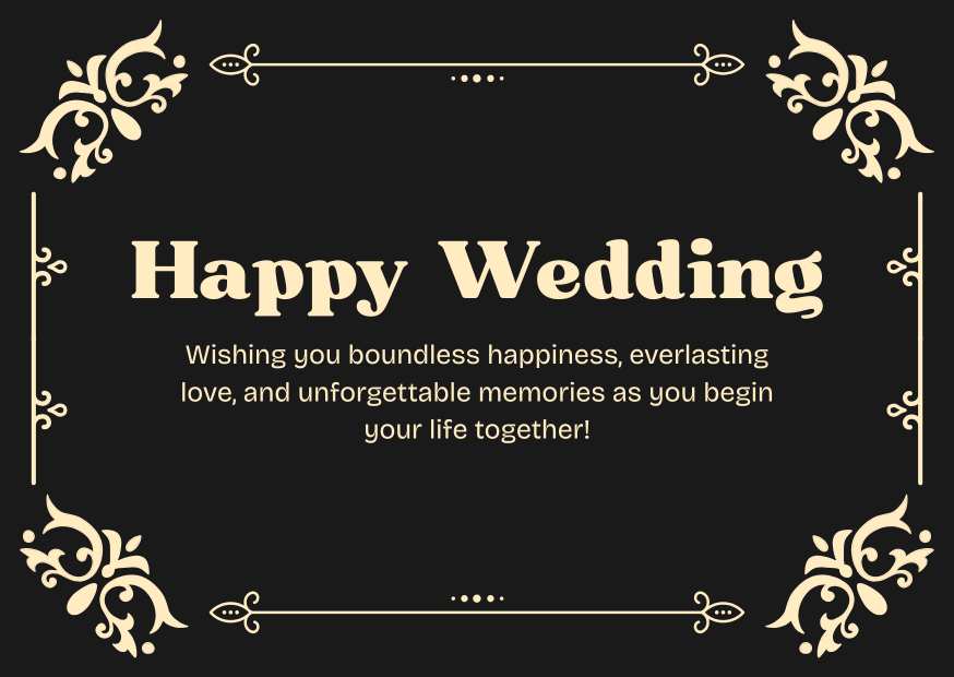 Black and Gold Traditional Happy Wedding Card
