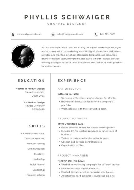 Black and White Clean Minimalist Resume – Editable Canva Template | Professional ATS-Friendly A4 CV