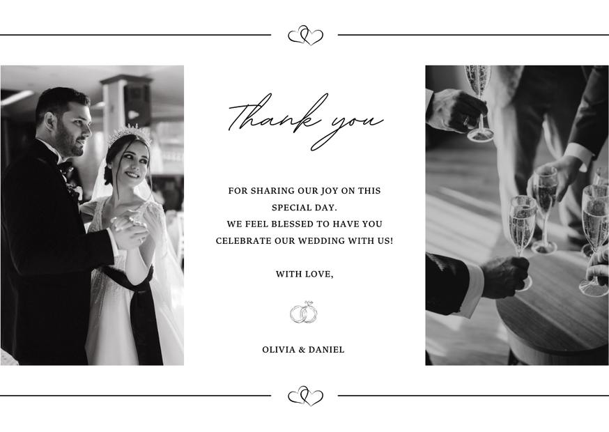 Black and White Elegant Wedding Thank You Card Black and White Elegant Wedding Thank You Card