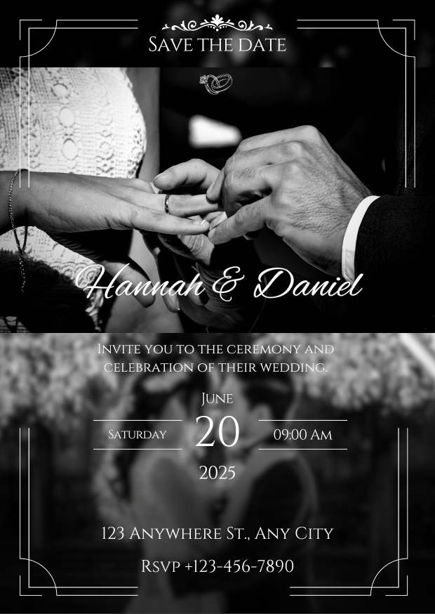 Black and White Minimalist Wedding Invitation