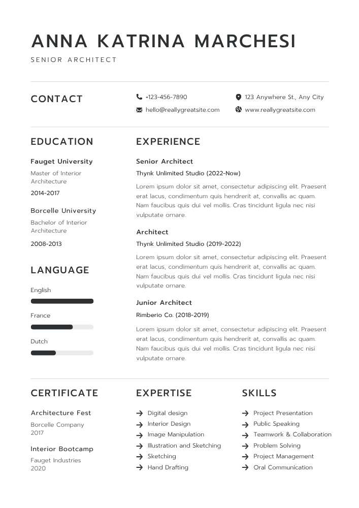 Black and White Modern Architect Resume Black and White Modern Architect Resume – Editable Template | ATS Friendly Resume for Architects and Designers