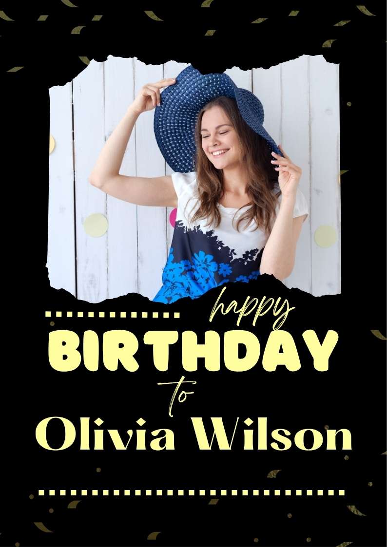 Black and Yellow Minimalist Happy Birthday Poster Black and Yellow Minimalist Happy Birthday Poster