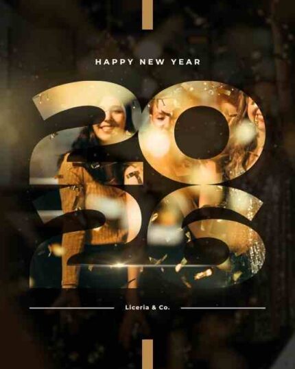 Black & gold sparkle classy 2026 happy new year greetings instagram post (portrait)