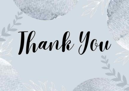 Blue Gray and White Minimalist Thank You Card